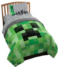 PRICES MAY VARY. 100% Polyester Imported PERFECT FIT & FUN DESIGN - This Minecraft twin bed set includes (1) 64 x 86 inch twin comforter, (1) fitted sheet 39 x 75 inches, (1) flat sheet 66 x 96 inches, and (1) standard pillowcase 20 x 30 inches. Add a touch of decorative enchantment to your room with our fashionable and super soft Minecraft Bed Set. HIGH QUALITY & GREAT VALUE - Keep your little one as cozy as can be! Our breathable fabric is super soft and great for all seasons. Made using 100%