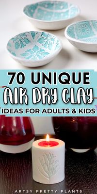 Air dry clay is a fun medium for DIY projects! These craft ideas include over 50 air dry clay projects for your inspiration. These detailed tutorials will have you making awesome clay projects in no time. Make jewelry, candles, planters and other types of home decor. These make the perfect handmade gifts!