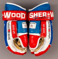 Lot Detail - Pierre Larouche 1990s Montreal Canadiens Oldtimers Signed Sher-Wood Game-Used Gloves