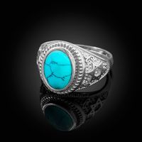 Sterling Silver Star of David Turquoise Cabochon Jewish Statement Ring