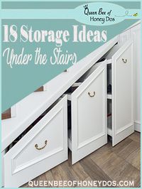 Under stair storage space can be a premium location in a home. See these great ideas for how to utilize that space at Queen Bee of Honey DOs