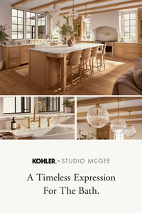 The perfect recipe for crafting a space with enduring style: The Kohler x Studio McGee kitchen and bath collection. The collection includes faucets, lighting, and more—and in an array of stunning, coordinating finishes. Available exclusively at KOHLER.com and in KOHLER Stores.