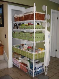 great idea - roll out pantry. Good use of deep narrow space.