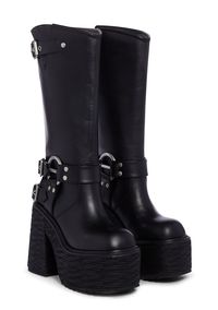 Current Mood Moto Buckled Platform Boots - Black