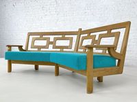 Curved Sofa attributed to Guillerme and Chambron for Vos Maison, 1960s for sale at Pamono