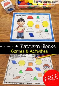 These free pattern block activities help kids identify 2D shapes. These 2D shapes activities are a fun addition to math centers. #patternblockactivities #preschoolmath #kindergartenmath #patternblocks #shapesactivities