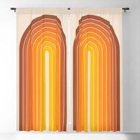 Gradient Arch - Vintage Orange Blackout Curtain