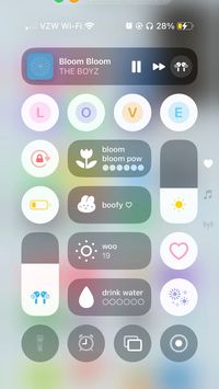 ios 18 control center idea with cute icons using iscreen app! ft. kpop group, the boyz 💞 bloom bloom POW!! 🌷🩷