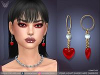 The Sims Resource - Pearl Heart Barbed Wire Hoop Earrings