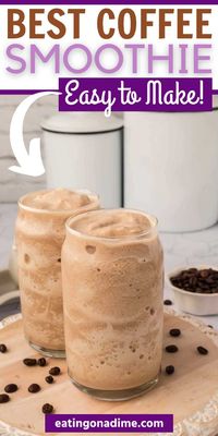 This Coffee Smoothie is the perfect breakfast or afternoon pick me up. It is smooth, creamy and loaded with protein. You will love the way it taste and how easy it is to make. I love my morning coffee and smoothies. This coffee smoothie combines two of my favorites for a delicious afternoon snack. #eatingonadime #coffeesmoothie #coffee #smoothie