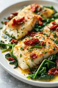 Creamy Keto Tuscan Cod with Spinach and Sun-Dried Tomatoes - I Eat Keto