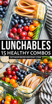 Just a few minutes of prep work to have healthy Adult Lunchables ready to go! You’ll find all my tips for how to keep ingredients around so you’re always just minutes away from having a healthy lunch. And these lunches are perfect for everything from work to weekend fun. These are our favorite combinations of ‘adult’ Lunchables, but these are also very popular with kids as well. These are all naturally gluten-free and there are some dairy-free options too.