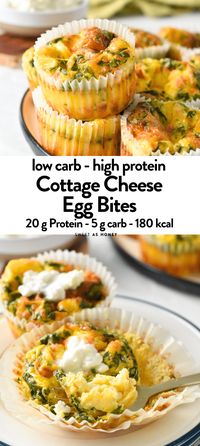 These Cottage Cheese Egg Bites are easy, high-protein breakfast bites perfect for meal prep days of healthy breakfast. They are made with only a few ingredients and are easy to prepare in less than 10 minutes.