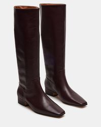 GWYNETH Brown/Red Leather Square Toe Boot | Women's Boots – Steve Madden