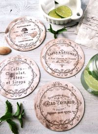 DIY Ideas With Old CD - DIY Vintage French CD Coasters - Do It Yourself Crafts and Projects Using Old Compact Discs - Recycle Jewelry, Room Decoration Mosaic, Coasters, Garden Art and DIY Home Decor Using Broken DVD - Photo Album, Wall Art and Mirror - Cute and Easy DIY Gifts for Birthday and Christmas Holidays http://diyjoy.com/diy-ideas-old-cd-compact-disc