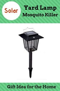 2-in-1 yard light and bug zapper! Offers LED lighting to your front or back yard while attracting and killing mosquitoes and other flying biting insects. Solar powered or use 2 AAA batteries. Can be staked in ground or hung from porch. Waterproof, under $20. Gift idea for the home. #solar #lamp #gardenaccessories #giftideas #giftinspiration #affiliate #ad