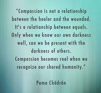 “Compassion is not a relationship between the healer and the wounded. It’s a relationship between equals. Only when we know our own darkness well can we be present with the darkness of others. Compassion becomes real when we recognize our shared humanity.” - Pema Chodron❤️