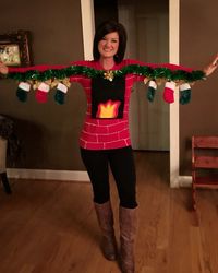 Human fireplace ugly Christmas sweater