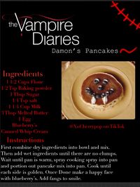 A recipe for yummy pancakes that you can dress up to be like like Damons in the show!