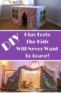 DIY Indoor Play Forts For Kids! Watch your kids imagination soar with these! Click to see how to make 7 forts #diytoys #kidsactivities