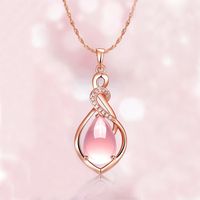 Fashion Woman Necklace Water Drop Rose Gold Chain Crystal Pink Pendant Jewelry #UnbrandedGeneric #Fashion