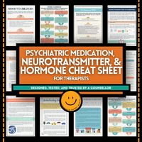 Therapists use psychiatric medication, neurotransmitter & hormone psychoeducation cheat sheets to enhance their understanding of the complex interactions within the brain and body. These handouts offer information about common medicines related to mental health, neurotransmitters, and hormones. Counselors can use them in psychoeducational with clients in explaining the biological aspects of mental health conditions and facilitating informed discussions about treatment options. 13 Included digital pages: ☺Mood stabilizers ☺The basics of SSRIs ☺SNRIs ☺Benzodiazepines ☺Common neurotransmitters & and hormones that are related to mental health ☺More common neurotransmitters & and hormones that are related to mental health ☺What are neurotransmitters? ☺Understanding hormones ☺The autonomic nervo