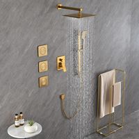 Product Name: Shower System with Shower Head, Hand Shower, Slide Bar, Bodysprays, Shower Arm, Hose, Valve Trim, and Lever Handles Main Material: brass Color: Brushed Gold Product Dimensions: 12.00 x 59.00 x 8.00in Product Weight: 16.30lbs Number of Package: 1 Package Size: 27.2 x 16.2 x 7in Package Weight: 20lbs Packing list: 1 x Shower System