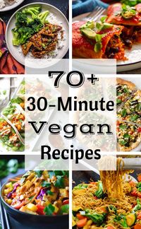 This epic collection contains over seventy 30-minute vegan recipes from stews to burgers to bowls, noodles, pizzas and more! No matter what you’re craving, you’re sure to find it here!