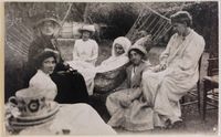 The Kissed Mouth: The Death of Jane Morris-Jane Morris (centre) with visitors, and May, Jenny and Miss Peerless (1905)