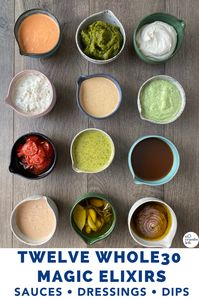 I love my Magic Elixirs, which are truly a shortcut to deliciousness. This post is packed with my favorite Whole30 sauces and dressings! #nocrumbsleft #whole30dressing #whole30dip #whole30sauce