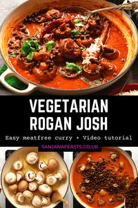 Try this hearty vegetarian take on Kashmiri Rogan Josh. My recipe uses juicy mushrooms and protein-rich black chickpeas for an aromatic curry that pairs beautifully with rice.