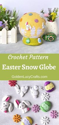 Crochet snow globe Easter decor, free crochet pattern, home decoration, handmade gift idea