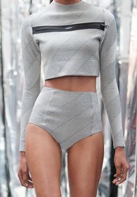 gray quilted cropped ZsaZsa Bellagio If I had the figure, i would wear this all the time on holiday!