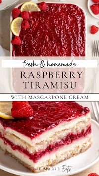 Looking for a twist on the classic tiramisu, perfect for a spring dessert? This raspberry cake idea combines fresh raspberry jam, lady fingers and creamy mascarpone for a unique fruit dessert idea. It's also the perfect make ahead cake recipe!