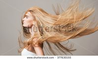 Portrait of a blond beauty with beautiful healthy long hair.