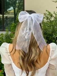 Future Mrs., bachelorette, bows, dainty, she’s tying the knot #bachelorette #bachelorettepartyideas #bows