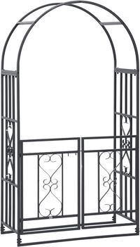 Amazon.com : Outsunny 81" Metal Garden Arbor with Double Doors, Locking Gate, Climbing Vine Frame with Heart Motifs, Arch for Wedding, Bridal Party Decoration, Grey : Patio, Lawn & Garden