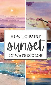 How to paint sunset in watercolor | how to paint watercolor ideas for newbie beginners #watercolorpainting #watercolor #sunset