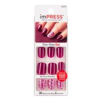 KISS imPress Press on Manicure No Glue Needed One Step GelSelect correct size nail for each finger and set aside in order.(Use smaller sizes for best results.)Wash Hands; use enclosed prep pad to cleanse natural nails.During ApplicationPress nails down filmy, first in the middle, then on each side of nail for long-lasting results. (Always apply thumb nails last.)After ApplicationFor the first 1/2hour, repeat pressing on nails to ensure extended wear. Wait one hour before cutting or filing nails