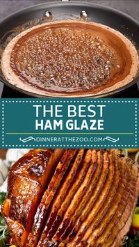 This ham glaze is a combination of butter, brown sugar, pineapple juice and spices, all simmered together until thickened.