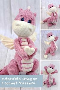 This crochet dragon pattern is so stinking CUTE! She'd be perfect for a Valentine's Day gift!