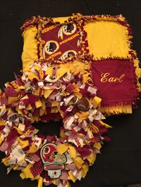 Washington Redskins commissioned Rag Quilt and matching Rag Wreath