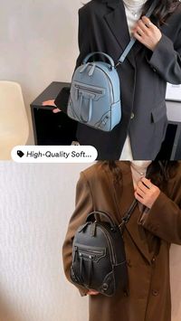 High-Quality Soft Leather Cool Backpack RV248 For Teenagers Girls