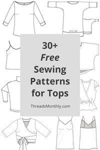 Here are 30 of the best free sewing patterns I've found for women's tops! These are printable PDF files that you can use immediately. The list includes plus size patterns, t-shirts, cami's, tunics, crop tops, wrap tops, v-neck tops, etc. Tops are a fun clothes sewing project idea.