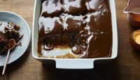 Nigella's sticky toffee pudding is dark, sticky and treacley. Best eaten warm, it's smothered in toffee sauce and extra cream if you're feeling indulgent.