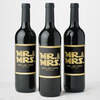 Customize this Mr and Mrs Black Gold Sci Fi Theme Wedding Wine Label for your next wedding. This personalized Mr and Mrs Black Gold Sci Fi Theme Wedding Wine Label will make your wedding a special, personalized event for your family and friends. Your guests will love how this Mr and Mrs Black Gold Sci Fi Theme Wedding Wine Label is personalized to fit your personality and your style. It's easy to personalize to be uniquely yours. For further customization, please click the customize link or use the design tool to make the changes you would like to see, adding your own names, dates and locations as you wish. Many of our products have options such as sizes, styles or paper types. Contact me if you would like help customizing this item for your next party or event.