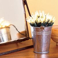 How easy is mini lights in a metal cup?  We could see this cute bucket on an entryway table, guest bath, or teen room. http://www.partylights.com/Mini-Lights