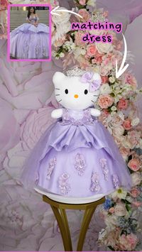 Add a touch of whimsy to your quinceañera with this lilac and silver kitty decoration. Perfect for a magical and sophisticated celebration, this charming decor piece will enhance the beauty and elegance of your special day. lilac quinceañera, silver quinceañera, quinceañera decor, kitty decoration, quinceañera themes, elegant quinceañera, quinceañera party ideas, lilac and silver decor, quinceañera party decoration, dreamy quinceañera design