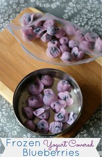 Frozen Yogurt Covered blueberries! A healthy snack!