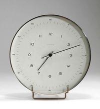 Max Bill; Aluminum and Glass 'Atomat' Wall Clock for Junghans, c1956.